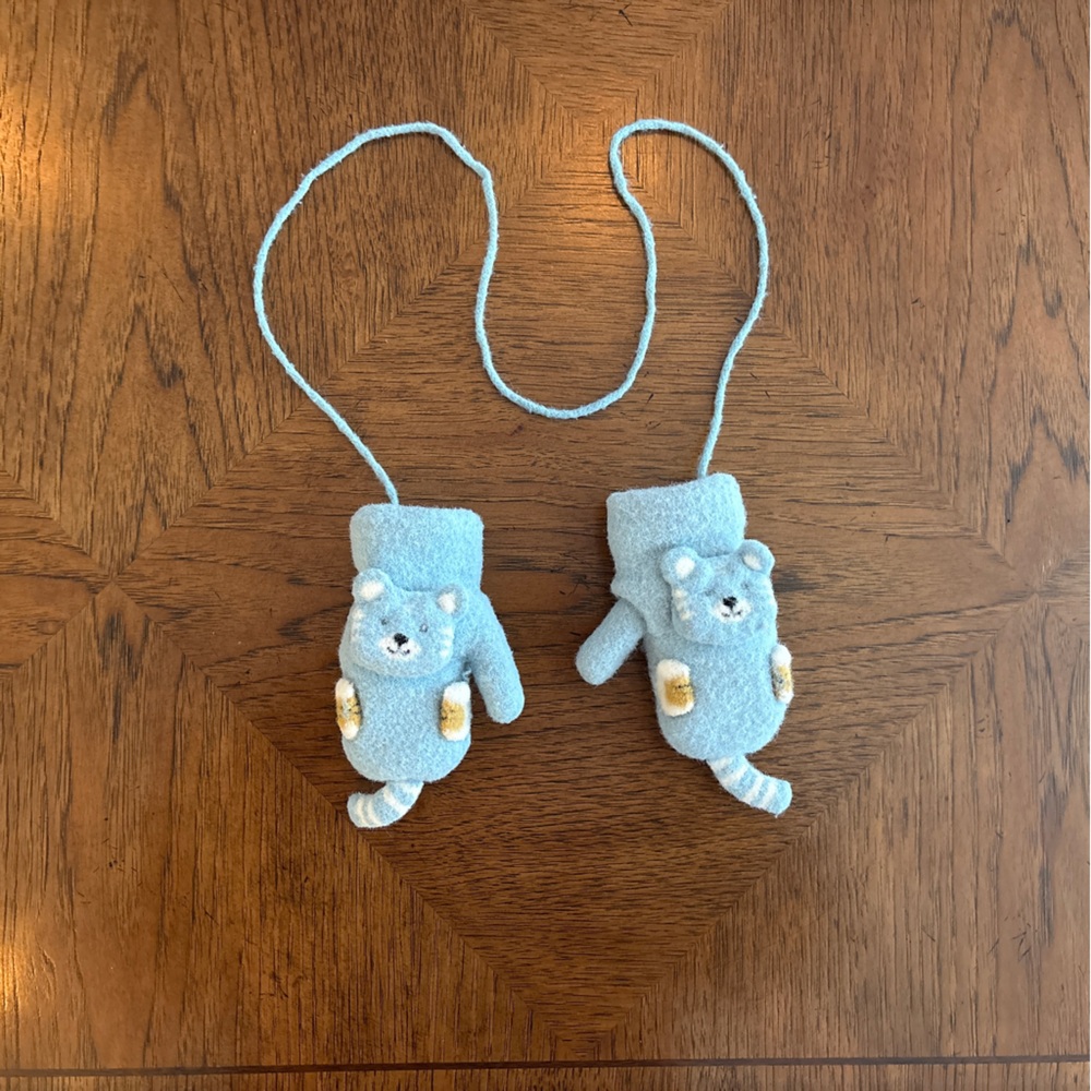 Etsy Needle point felt handmade blue Animal Mittens